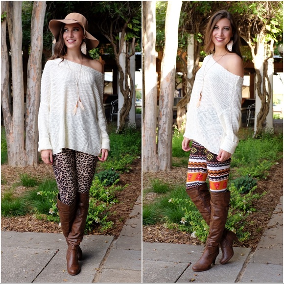 ✨LAST ONE✨Cream Slouchy Ribbed Knit Sweater - Picture 4 of 4